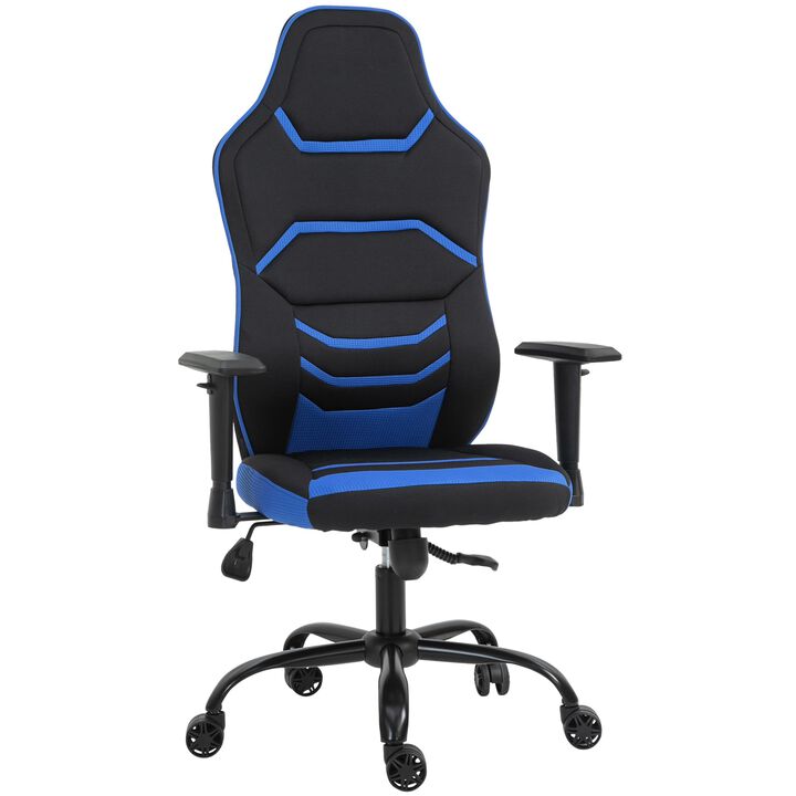 Blue Racing Office Chair: High Back, Tilt, Adjustable Armrest