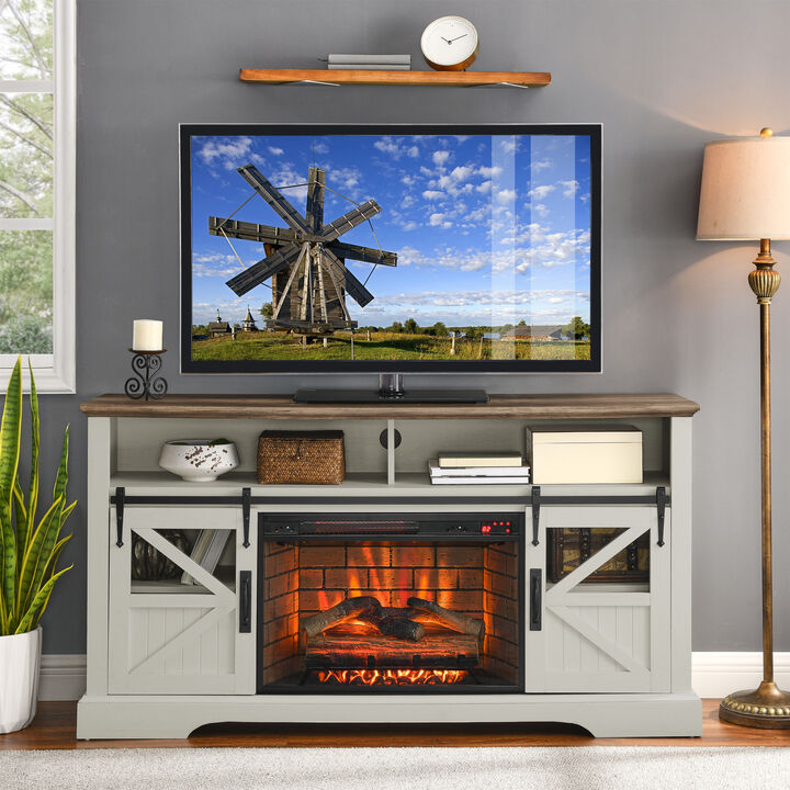 Streamdale Electric Fireplace TV Stand with Sensor (60")