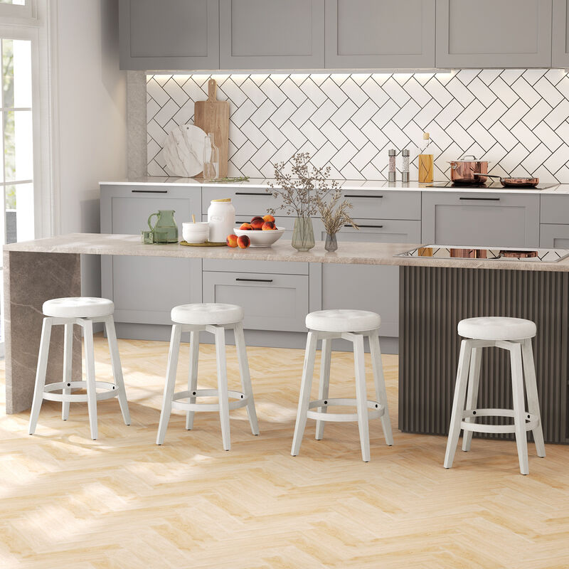 Set of 2 Upholstered Swivel Bar Stools with Padded Seats for Stylish Kitchen & Home Bar Seating