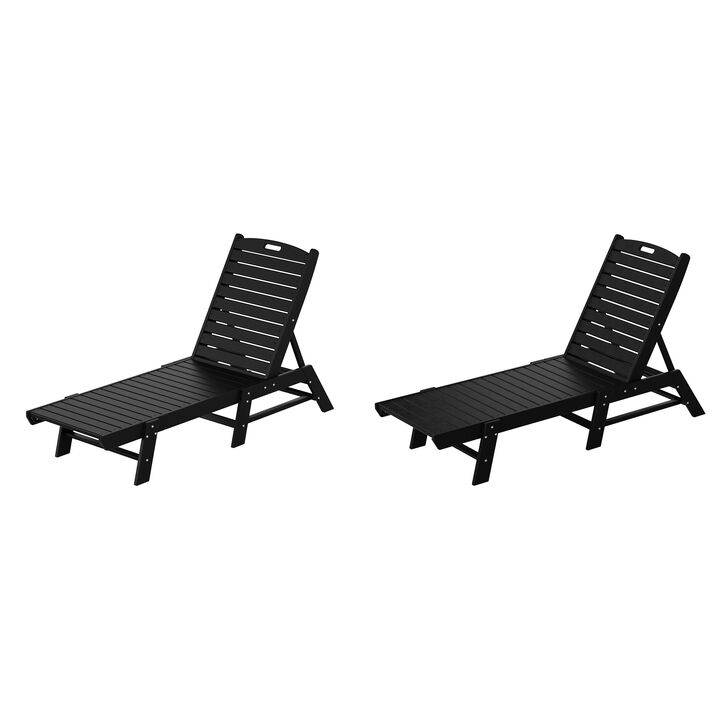 Reclining Outdoor Patio Adjustable Chaise Lounge Chair (Set of 2)