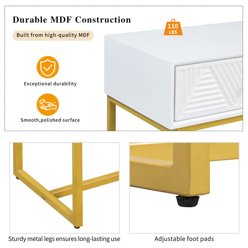 Merax Modern Sleek Console Table with 2 Drawers