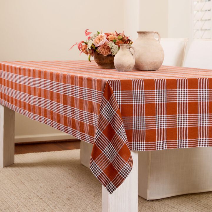 Solino Home 100% Pure Linen Tablecloth | Glen Check for Spring and Easter
