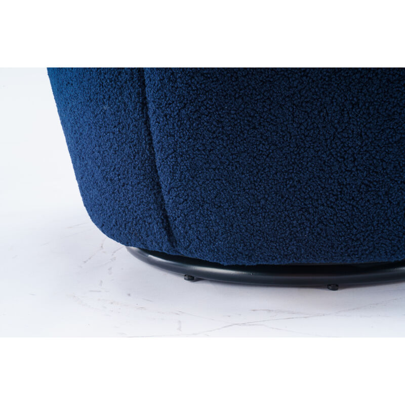 Teddy Fabric Swivel Accent Armchair Barrel Chair With Powder Coating Metal Ring, Dark