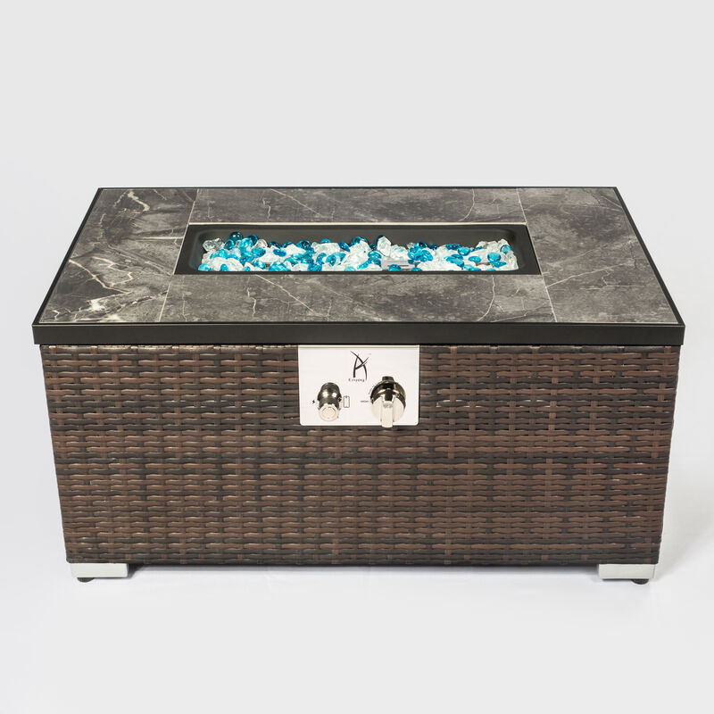 Streamdale Outdoor Rectangle Fire Pit Table With Propane Tank Cover