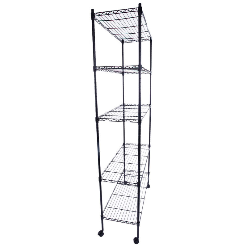 5-Layer Plastic Coated Iron Shelf with Nylon Wheels