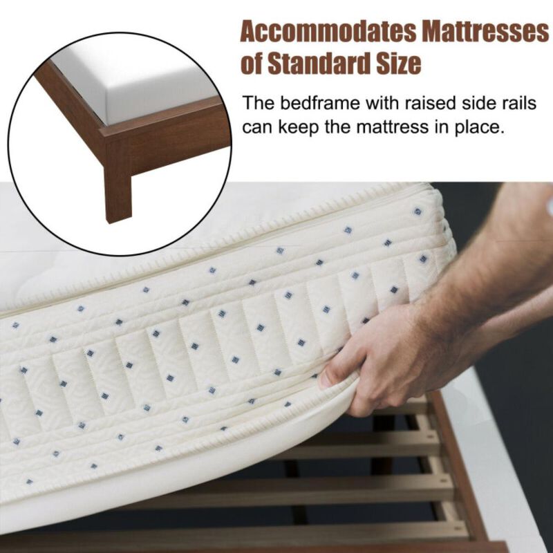 Hivvago Full Size Platform Slat Bed Frame with High Headboard