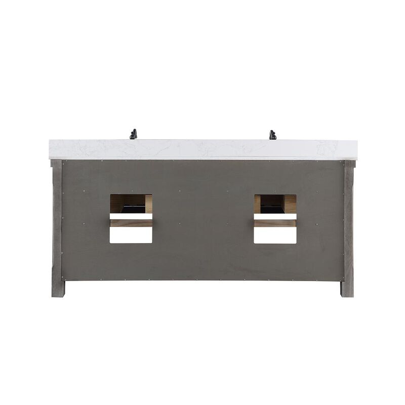 Vinnova Design Double Bath Vanity with Composite Stone Top, White Farmhouse Basin