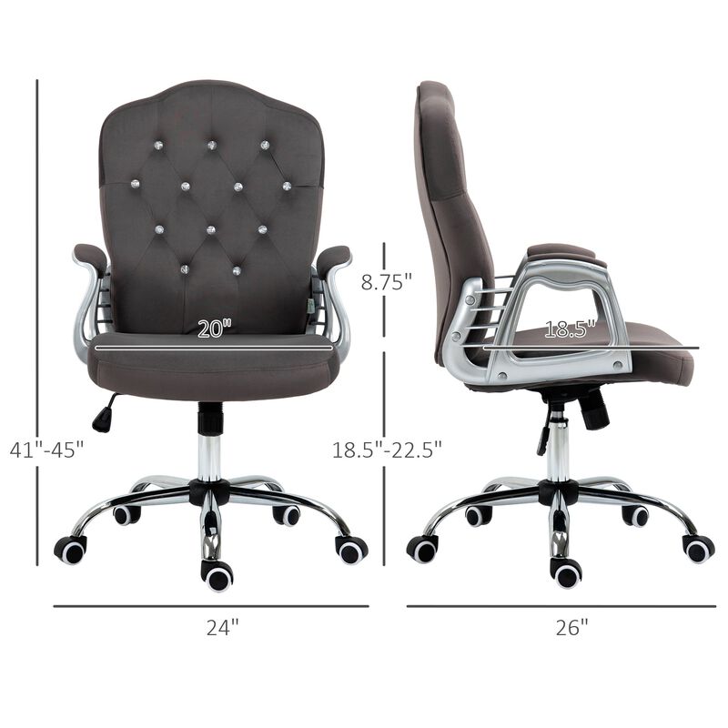 Dark Gray Office Chair: Velvet Seat with 360° Swivel & Adjustable Height