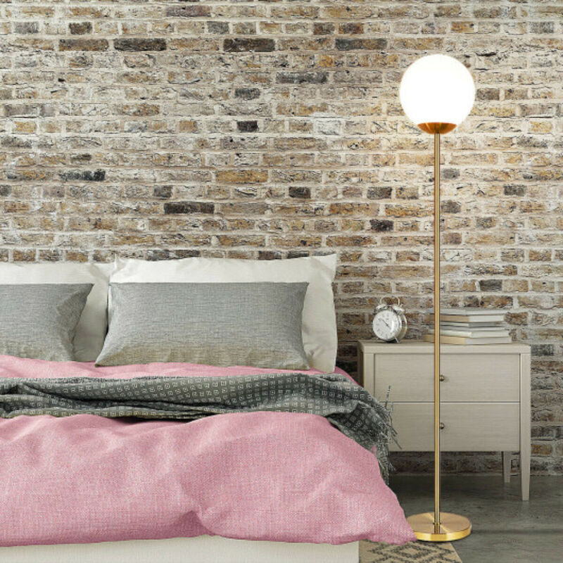 67 Inch Frosted Glass Globe Floor Lamp 9W LED Bulb