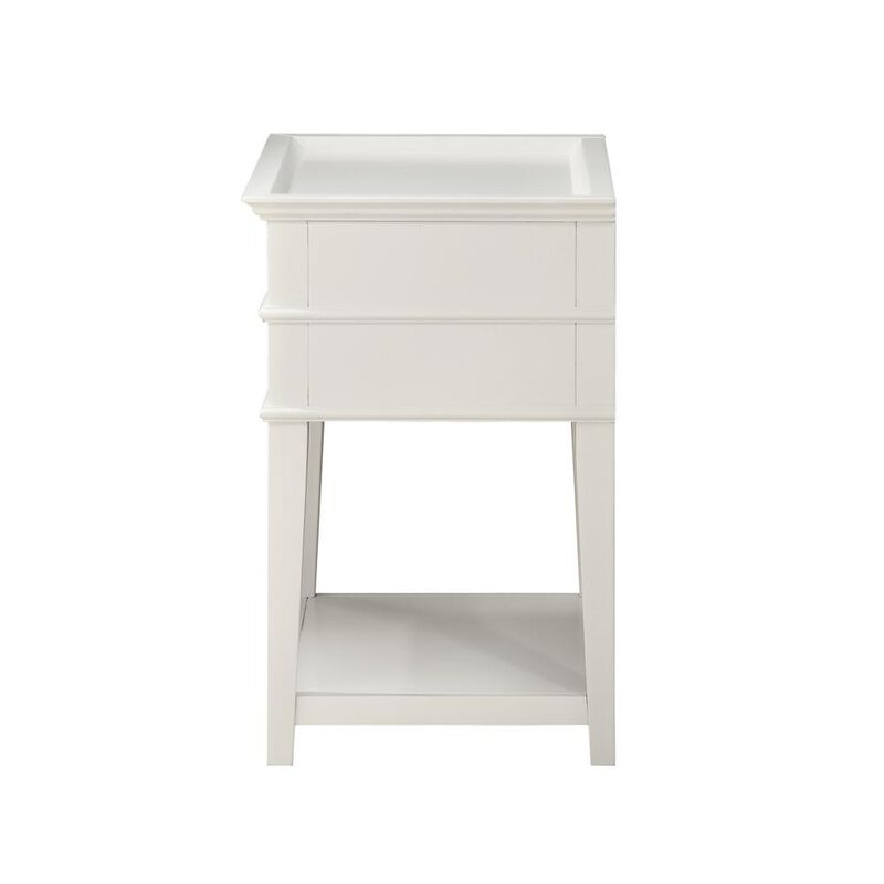 Comfort Pointe Clara White 2-Drawer Tray Top Nightstand