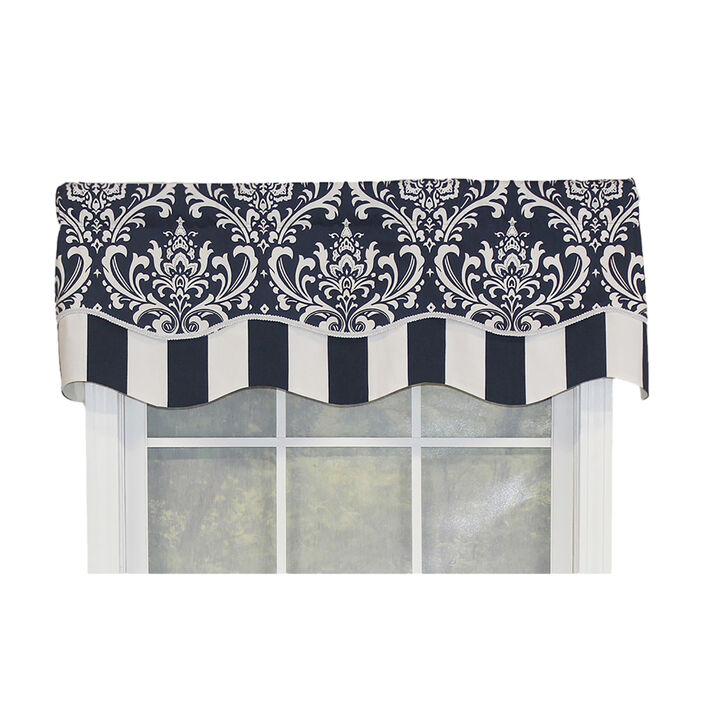 RLF Home Ozbourne Glory Valance Gray. 3" Rod Pocket, Layered, Trimmed. 50"W X 16"L