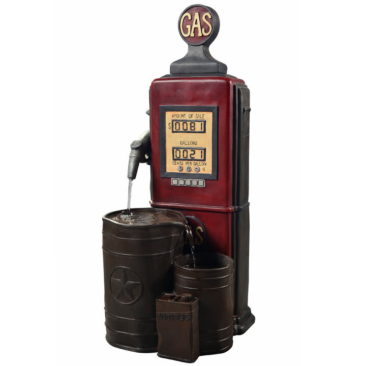 Teamson Home Outdoor Vintage Gas Station Waterfall Fountain, Multicolor