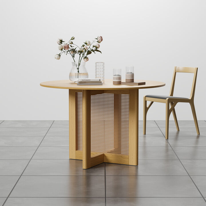 46 Cinna Modern Walnut Oak Wood Round Dining Table （Seats 4）