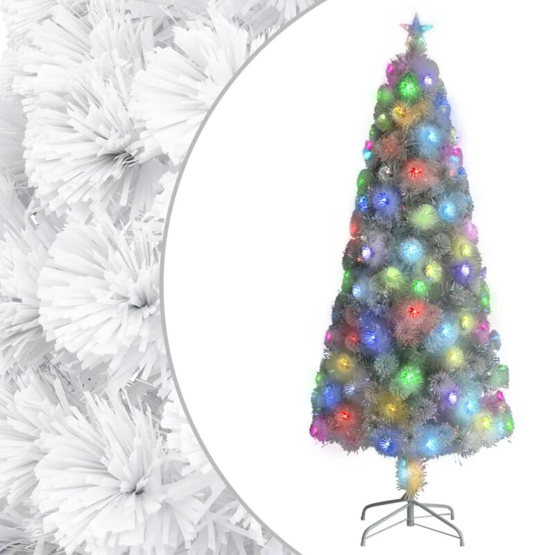 vidaXL Artificial Christmas Tree with LED White 82.7" Fiber Optic