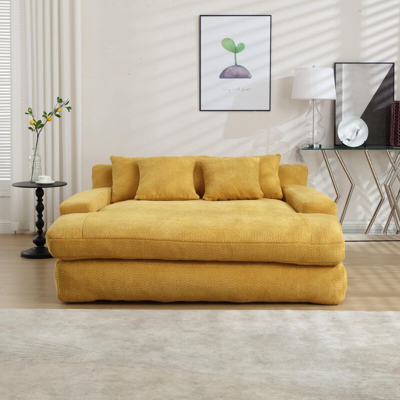 Merax Chenille 2-seater Lazy Sofa With 5 Back Pillows