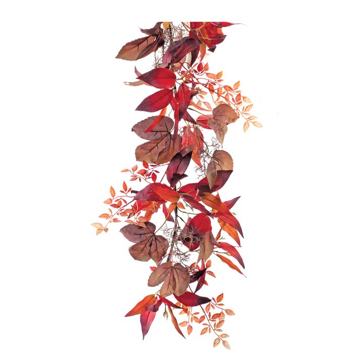 Artificial Mixed Fall Foliage Garland for Mantels and Doorway Decor