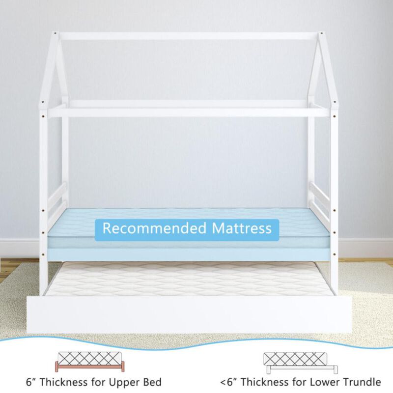 Hivvago Kids Platform Bed Frame with Roof for Bedroom