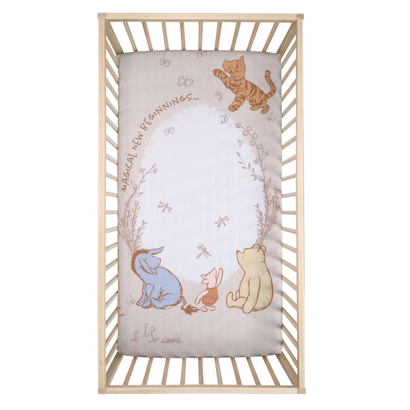Lambs & Ivy Disney Baby Pooh Bear & Pals Photo Op Cotton Baby Fitted Crib Sheet