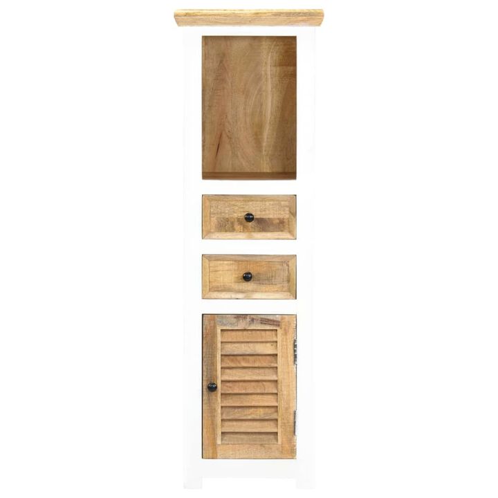 vidaXL Highboard White and Brown 15.7"x11.8"x50.3"  Solid Rough Mango Wood