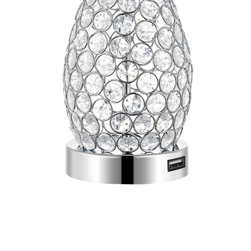 Lily Midcentury Modern Iron LED Table Lamp with USB Charging Port
