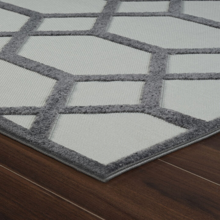 Alfombra Abstract Geometric Grey Beige Indoor Outdoor Area Rug