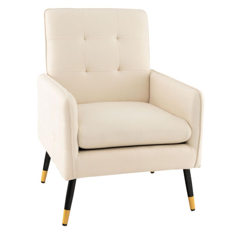 Hivvago Linen Fabric Accent Chair with Removable Seat Cushion