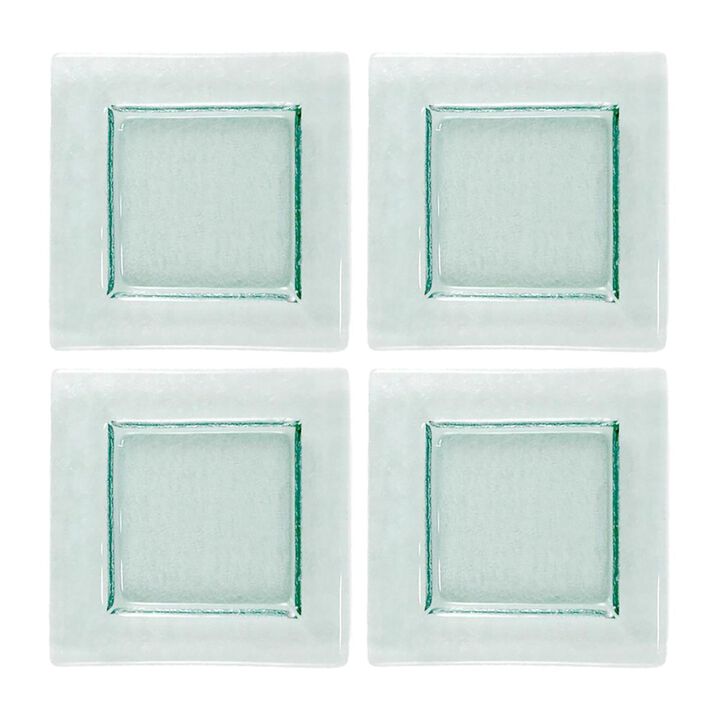 Glass Dinnerware 6" x 6" Square Clear Glass Plate (Set of 4)