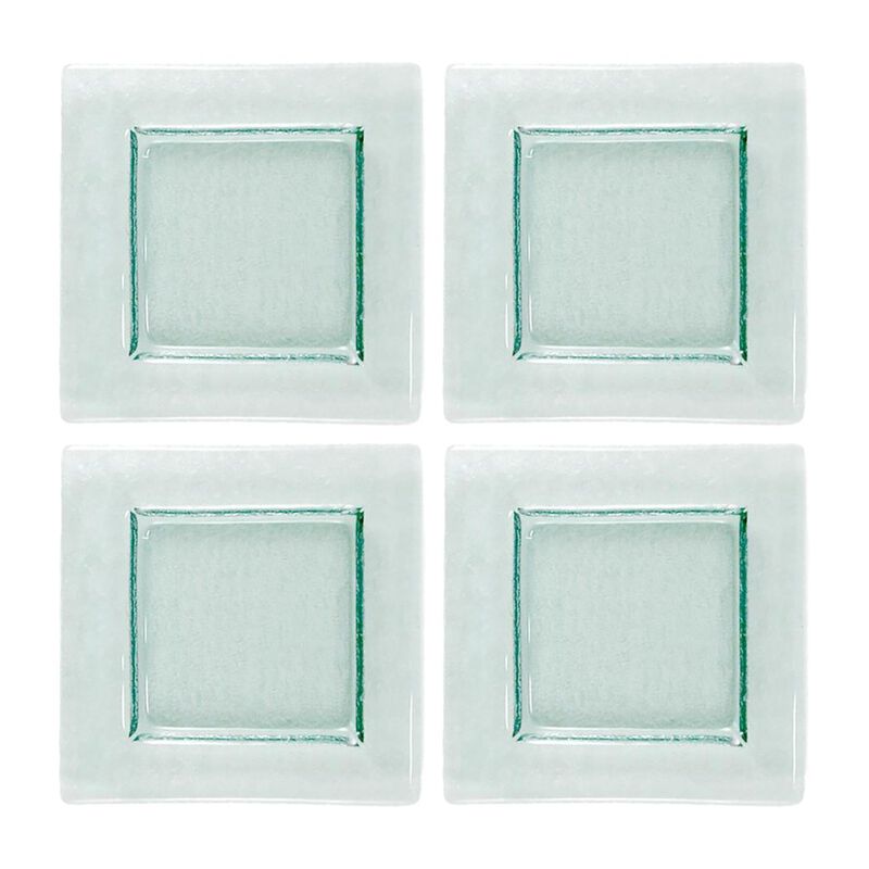 Glass Dinnerware 6" x 6" Square Clear Glass Plate (Set of 4)