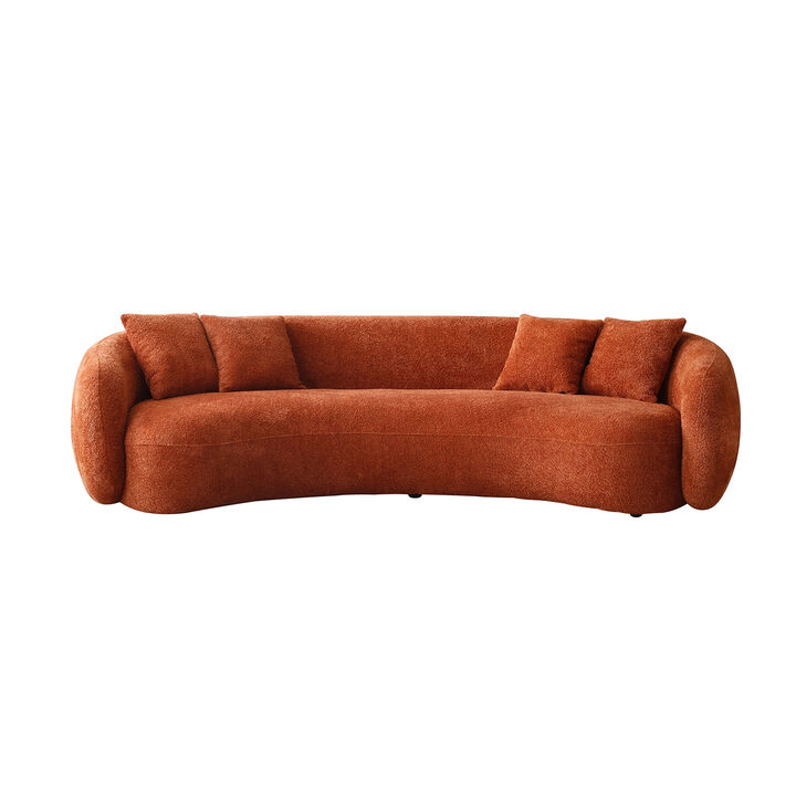 5 Seater Sofa Modern Sectional Half Moon Leisure Couch Curved Sofa in Teddy Fleece