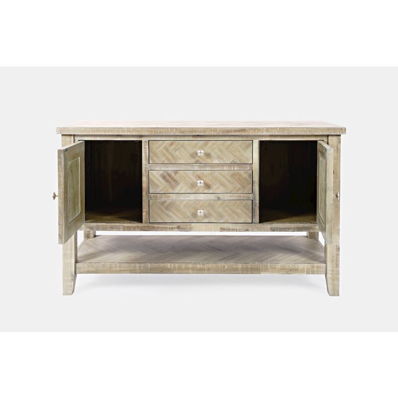 Jofran Fairview Transitional Herringbone Contemporary Distressed Acacia Buffet Server