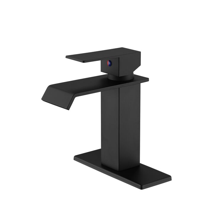 Waterfall Spout Bathroom Faucet, Single Handle Bathroom Vanity Sink Faucet