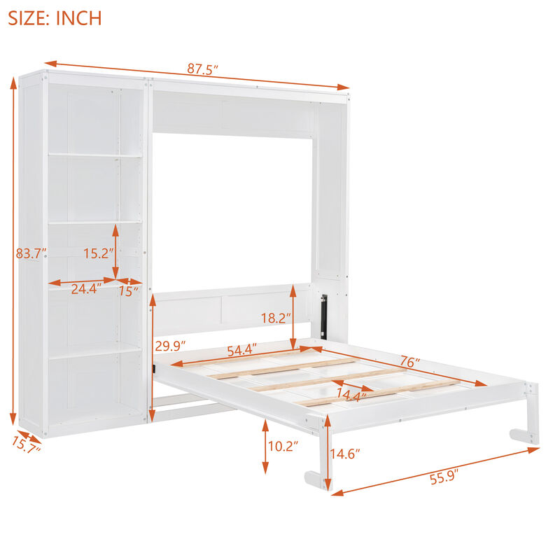 Merax Classical Murphy Bed with Storage Shelves