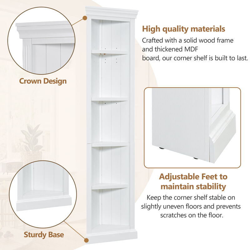 Merax 5 Tiers Corner Bookcase with LED Light