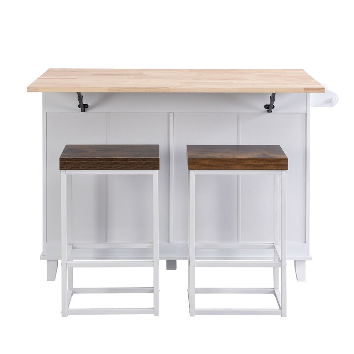 Streamdale Farmhouse Drop Leaf Island Set with 2 Seatings