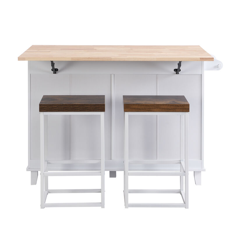 Streamdale Farmhouse Drop Leaf Island Set with 2 Seatings