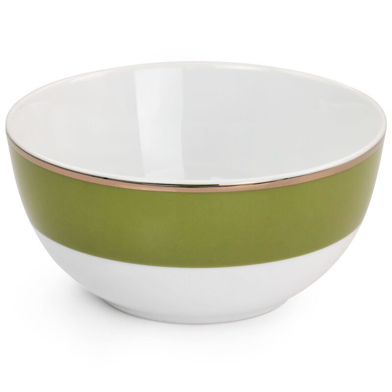 Martha Stewart Gold Rimmed 12 Piece Fine Ceramic Dinnerware Set in Green