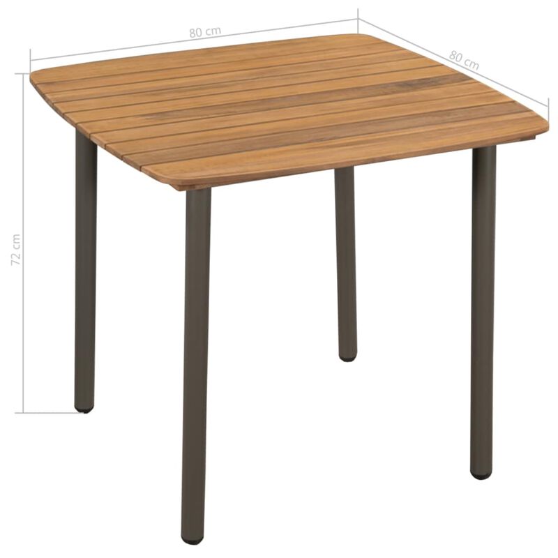 vidaXL Garden Table 31.5"x31.5"x28.3" Solid Acacia Wood and Steel