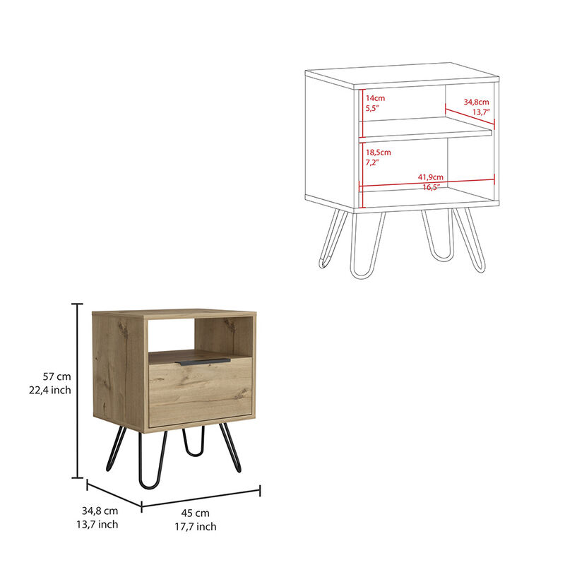 Nightstand Skyoner, Bedroom, Light Oak