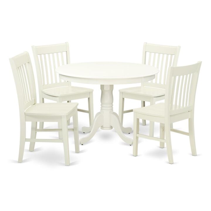 East West Furniture Dining Room Set Linen White, HLNO5-LWH-W