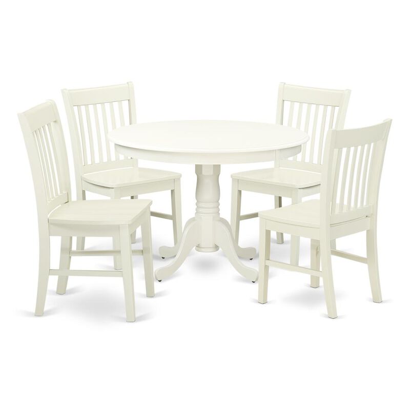East West Furniture Dining Room Set Linen White, HLNO5-LWH-W