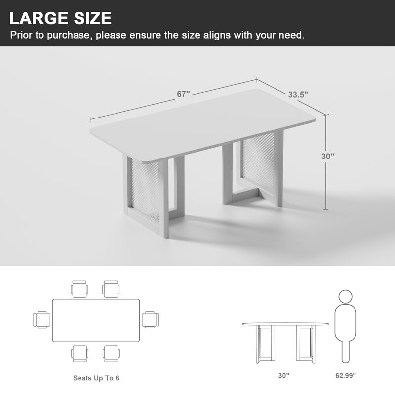 67 Cinna Walnut Oak Wood Rectangle Dining Table (Seats 6)
