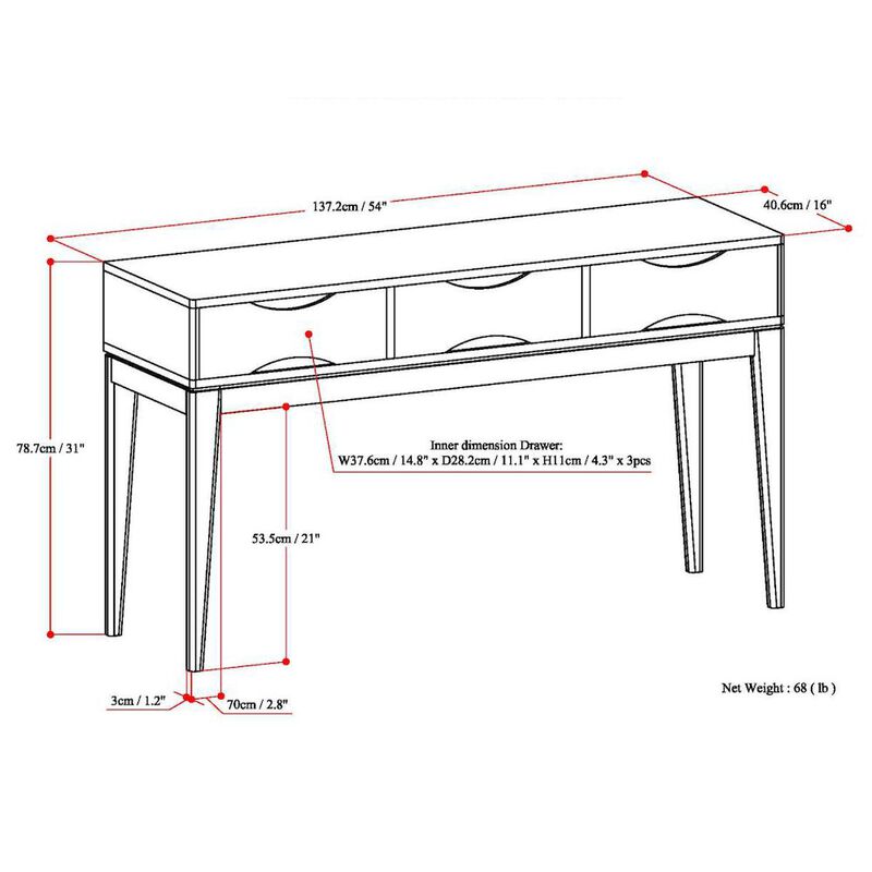 Simpli Home Harper Solid Hardwood Console Sofa Table In Walnut Brown