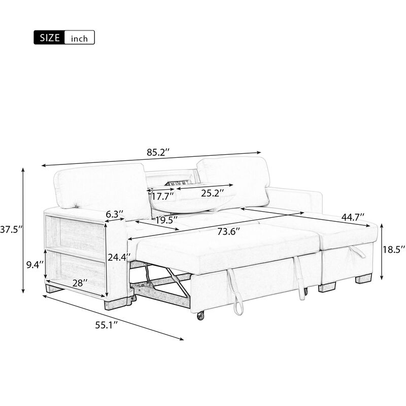 Merax Modern Chaise Lounge Sectional Sofa with Storage