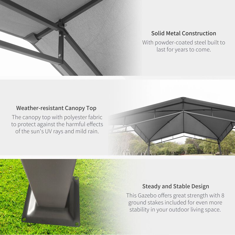 Grey Geometric Canopy: 10'x10' Soft Top Patio Gazebo with Unique Design