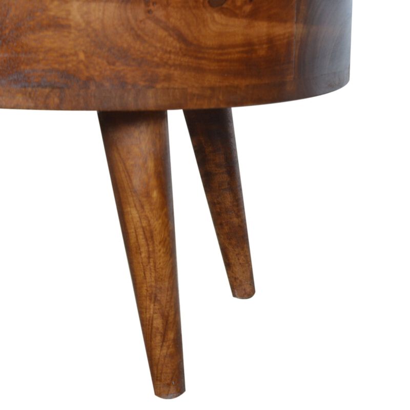 Chestnut Rounded Solid Wood 2 Drawer Coffee Table