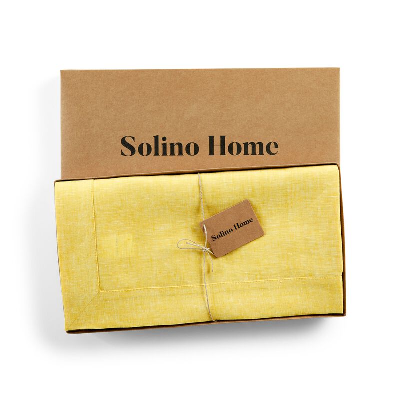 Solino Home 100% Pure Linen Dinner Napkins 20 x 20 Inch Set of 6 | Classic Hemstitch