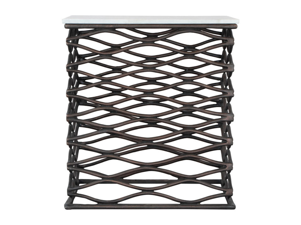 Duke Side Table White & Antique Bronze