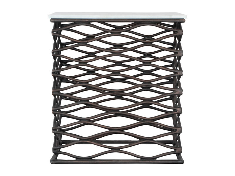 Duke Side Table White & Antique Bronze
