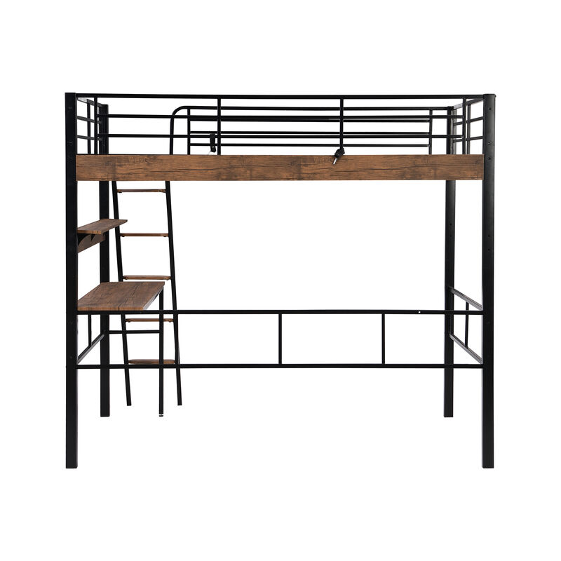 Merax Metal Frame Loft Bed with Desk  and Ladder