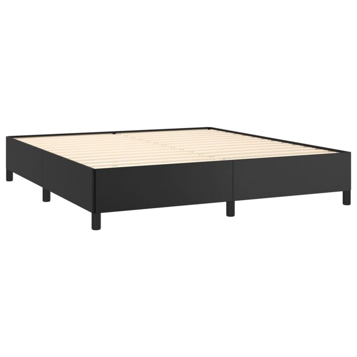 vidaXL Faux Leather Bed Frame in Black - King Sized Platform with Sturdy Plywood and Engineered Wood